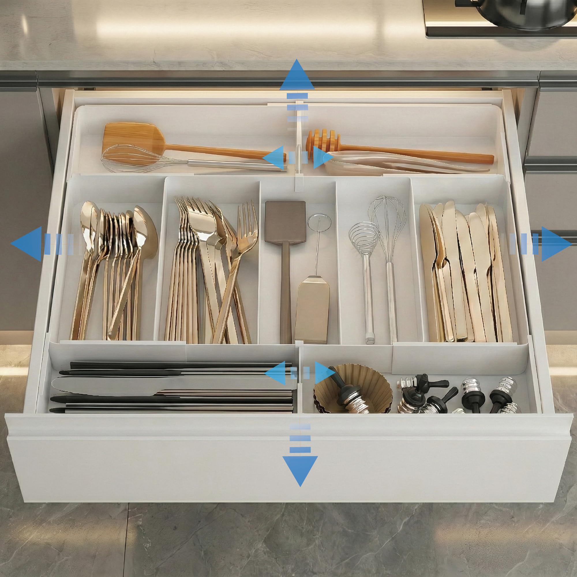 Amazon｜WoRefCra カトラリーケース 4面伸縮 調節可能 引き出し 仕切り